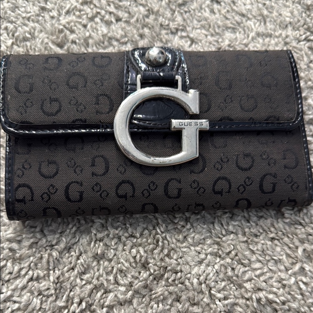 Guess Monogram Clutch with Silver Accent